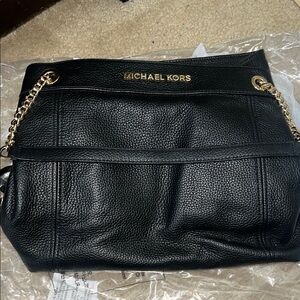 Michael Kors Black Shoulder Bag with Gold Chain